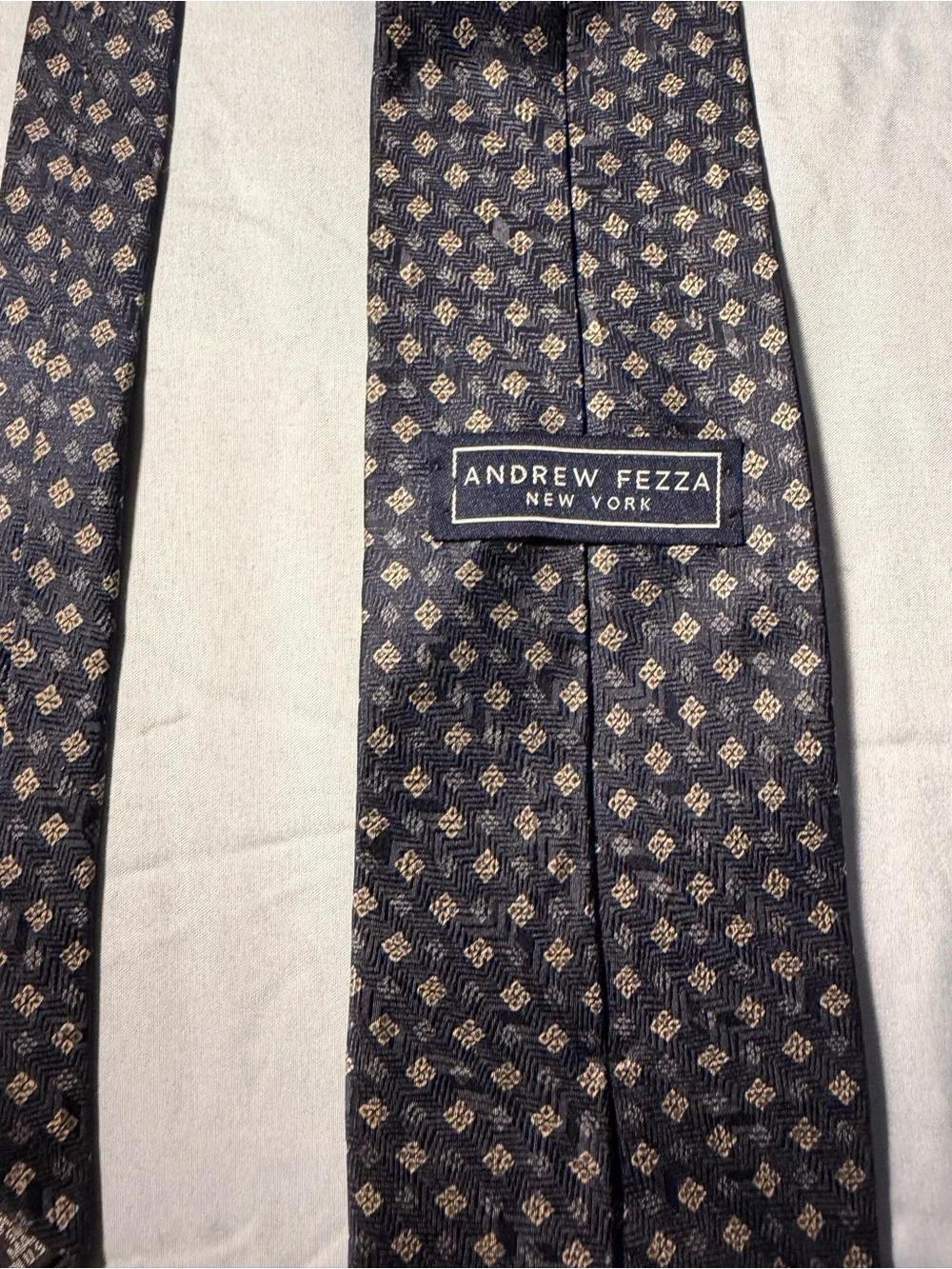 Andrew Fezza New York Navy Geometric Pattern Tie